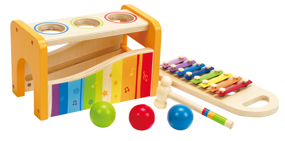 Wooden Pounding and Hanmmering Bench Whack-a-mole with Xylophone Toy 