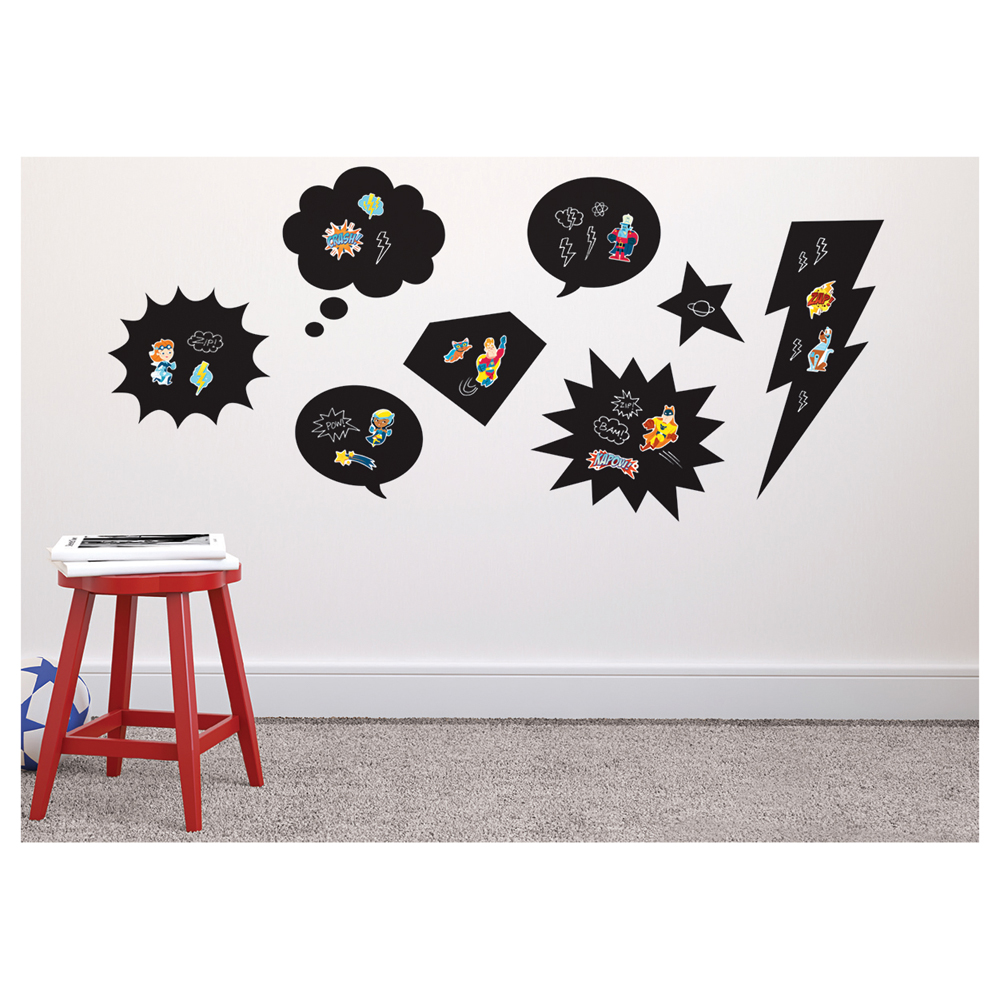Magnetic Chalkboard Wall Decals with superhero magnets.
