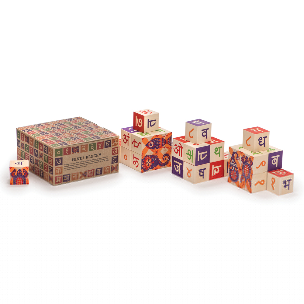 Eco friendly wooden Hindi blocks iwith Devanagari alphabet
