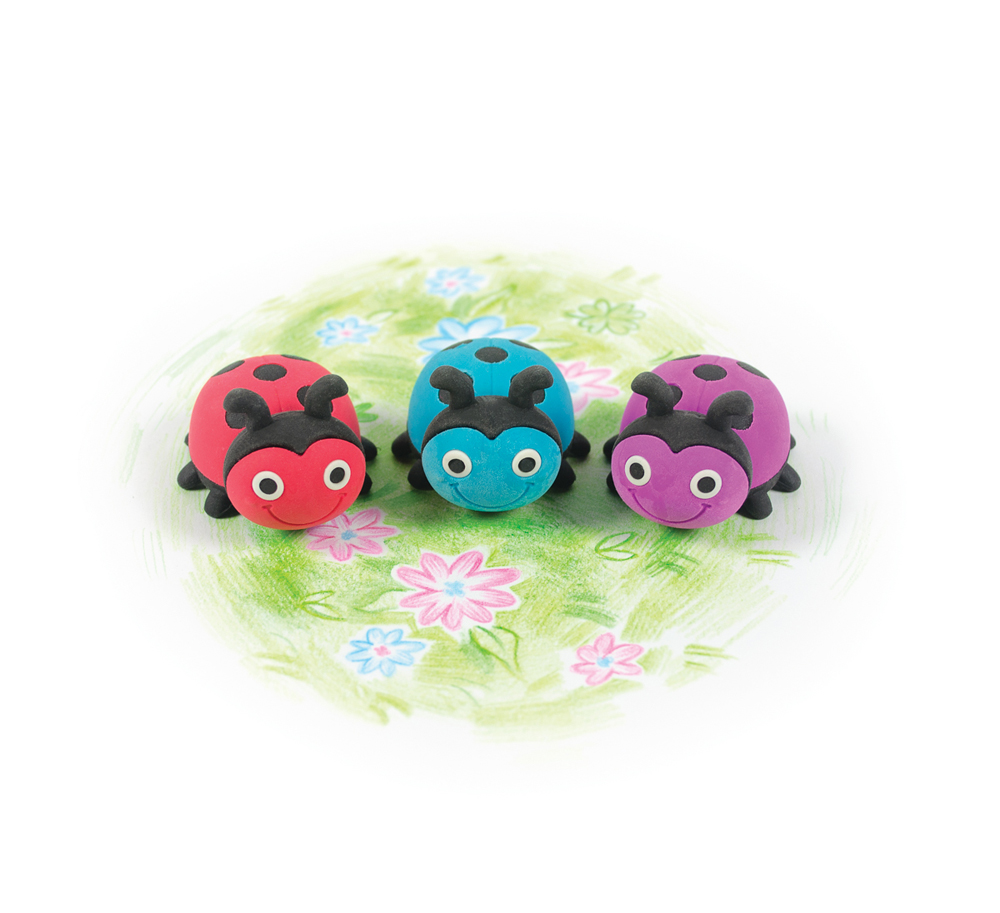 These ladybug puzzle erasers eat silly mistakes.