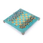 Luxury Greek Mythology Chess Set - Turquoise Meander