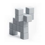 3D Magnetic Pixel Art Set - Grey - 16 pcs