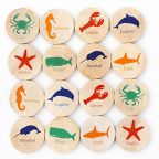 Wooden Sea Creature Match Game
