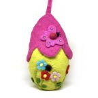 Pink Felt Bird House with Butterfly