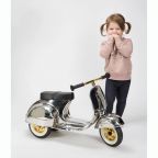 Deluxe Vespa-Style Ride-on Scooter - Stainless Steel