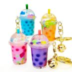Pastel Boba Drink Keychain with Round Top
