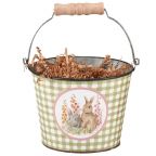Mini Vintage Easter Bunny Bucket - Green Gingham