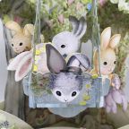 Bunnies on a Swing - 3D Swing Card