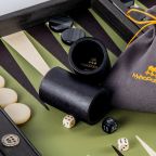 Luxury Leatherette Backgammon Set - Olive Green