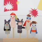 5 Knit Finger Puppets - Super Heroes