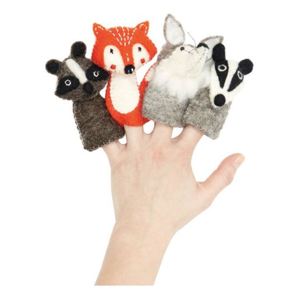 Felt Woodland Animal Finger Puppets - Set Of 9 Embroidery Critters For Kids Imaginative Play